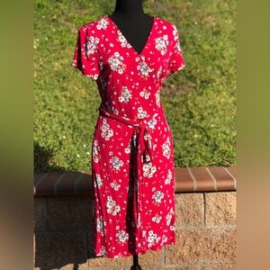 Worn 1 Time Loft Pink Floral Wrap Dress